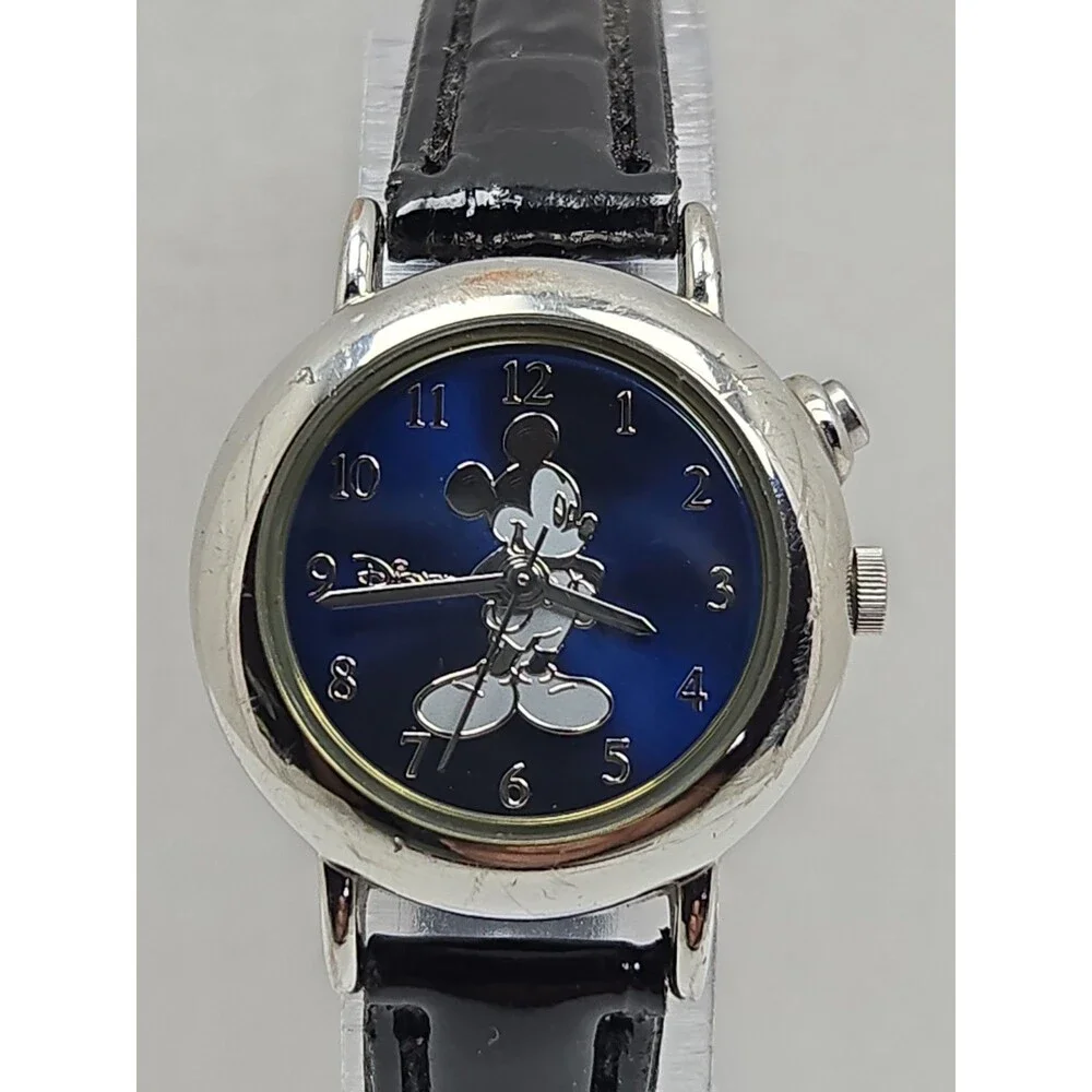 Disney by Seiko Mickey Mouse Musical Quartz Watch Navy Dial Leather New Battery